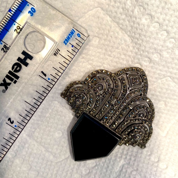 VTG Silver and onyx pin. - Picture 3 of 4